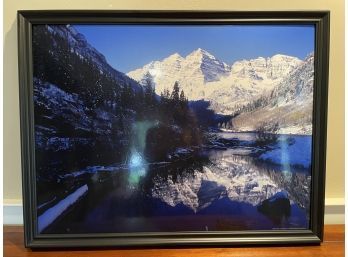 Framed Mountain & Lake Photograph