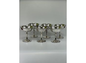 Set Of Vintage E. L. Del Uberti Silverplate Champagne Glasses