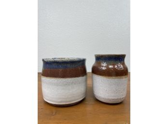 2 Hand Thrown Glazed Pots