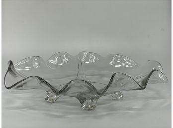 Vintage Footed Glass Centerpiece Bowl