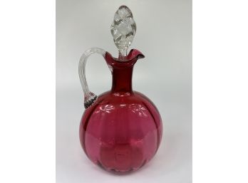 Antique Victorian Cranberry Glass Decanter