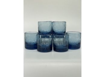 Set Of 6 Mouth Blown Etched Drinking Glasses