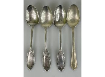 Lot Of 4 Antique Sterling Silver Teaspoons