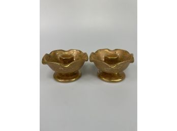 Pair Of Vintage Stangl 22k Candle Holders