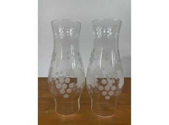 Pair Of Etched Glass Chimneys
