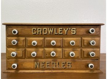 Antique Crowley's Store Needle Cabinet