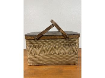 Vintage Woven Picnic Basket