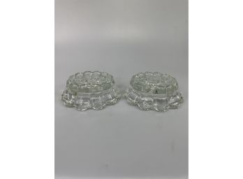 Pair Of Vintage Glass Candle Holders