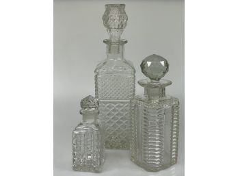 Lot Of 3 Glass Decanters