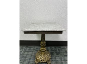 Vintage Marble Topped Brass Side Table