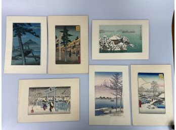 Set Of 6 Vintage Japanese Wood Block Prints