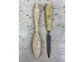 2 Antique Vanity Nail File & Buffer