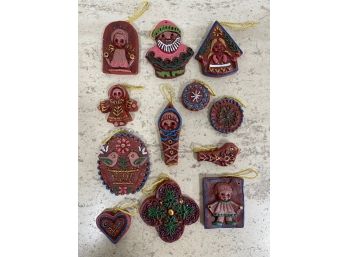 Set Of Vintage German Wax Christmas Ornaments