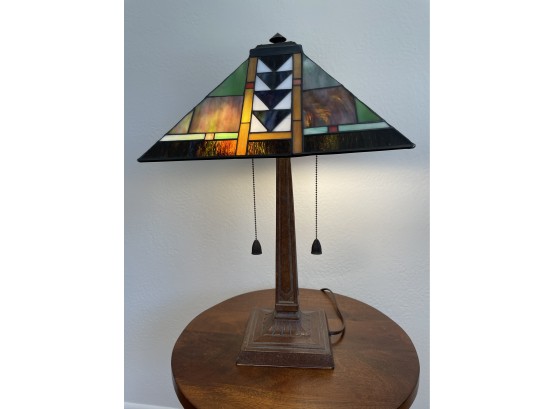 Table Lamp With Leaded Glass Shade