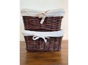 Lot Of 2 Lined Baskets