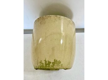 Crackle Finish Clay Pot - 11' - Cream Colored