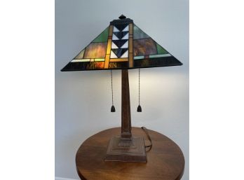 Table Lamp With Leaded Glass Shade