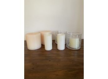 Lot Of Candles & Glass Candle Holders