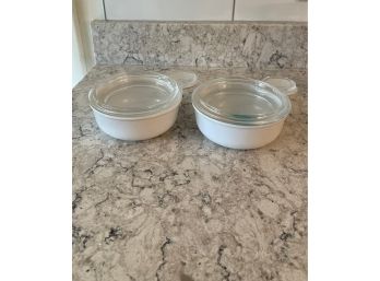 Pair Of Corning Wear Bowls W/lids