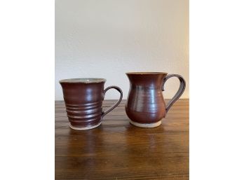Lot Of 2 Hand Thrown Art Pottery Mugs
