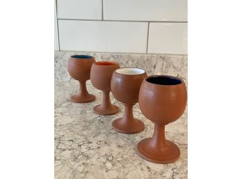 Set Of Terra Cotta Wine Goblets