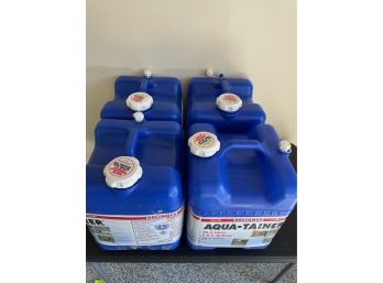 (4) Brand New 7 Gallon 'AquaTainer' Water Containers (blue)