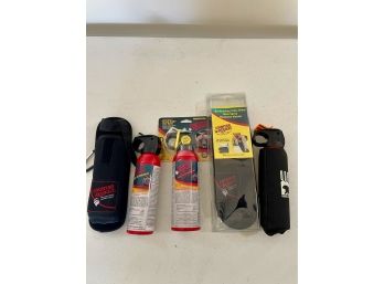 'Quick Draw' Bear Spray: 3 Unused Canisters, & Two (Waist) Holsters