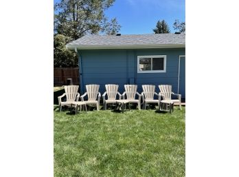 Lot Of 6 Adirondack Style Chairs, 3 Matching Side Tables