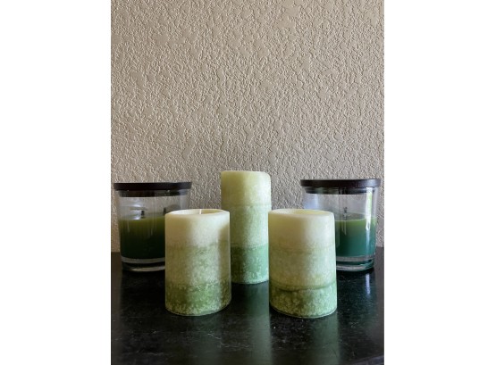 Lot Of 5 Green Candles