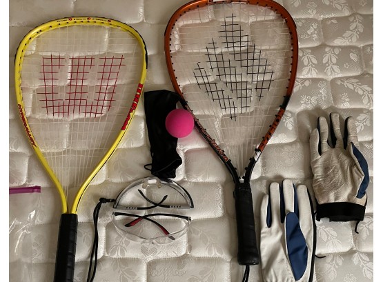 Lot Of Racket Ball Equipment