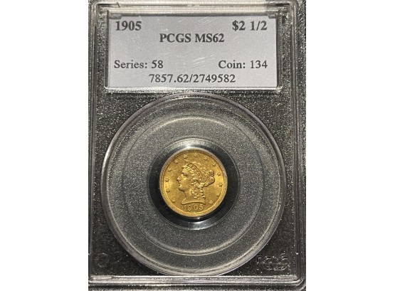 1905 $2.50 Gold PCGS MS62
