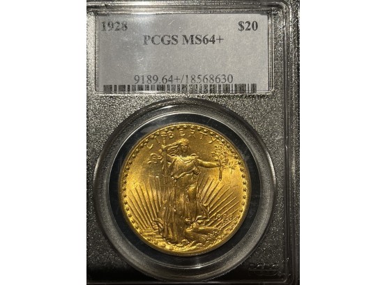 1928 $20 Saint-Gaudens Gold Double Eagle MS64 Plus PCGS