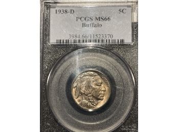 1938-D Buffalo 5 Cent PCGS MS66