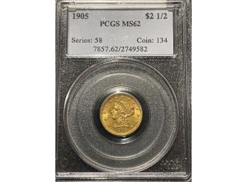 1905 $2.50 Gold PCGS MS62