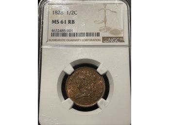 1828 Half Cent NGC MS61 RB