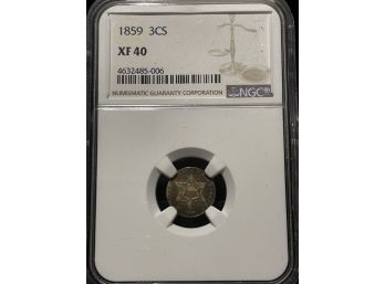 1859 3 Cent Silver NGC XF40