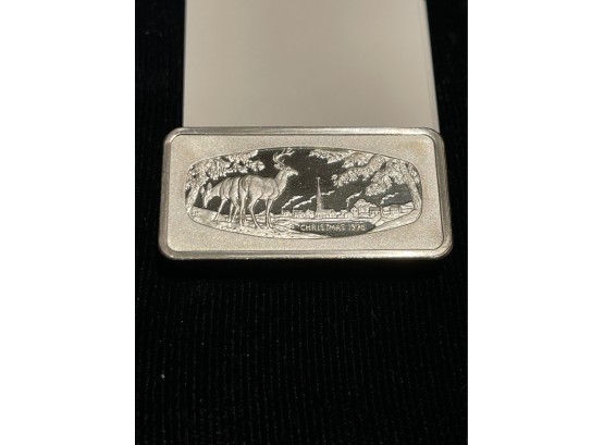 One 1000 Grains Sterling Silver Franklin Mint Christmas 1976