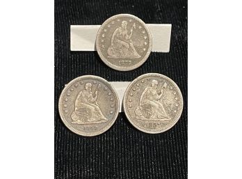 Three Nice Liberty Seated Quarters (1857, 1859, 1877-S)