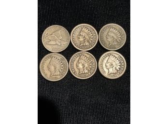 Six Coins - 5 Better Indian Cents, One Flying Eagle