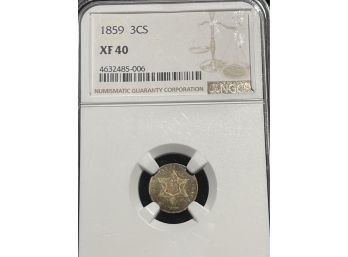 1859 Three Cent Silver NGC-XF40