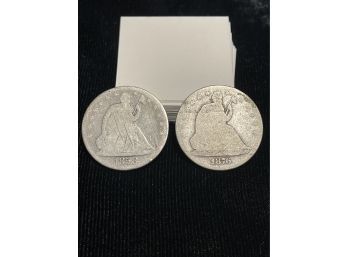 Two Seated Half Dollars (1876-S, 1858-O)