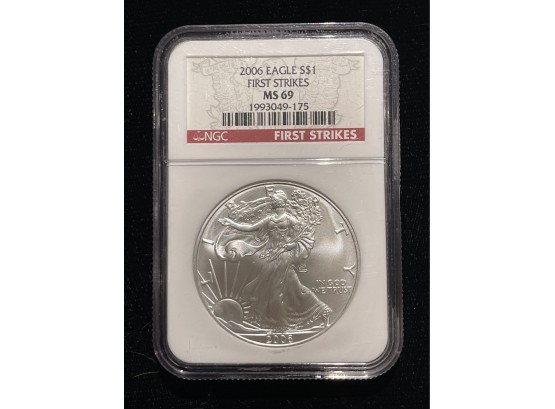 2006 NGC MS69 'First Strikes' Silver Eagle