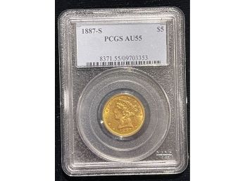 1887-S PCGS AU55 Five Dollar Gold