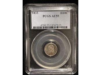 1833 PCGS AU55 Silver Half Dime - Wow!