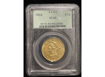 1855 PCGS XF45 Ten Dollar Liberty Gold