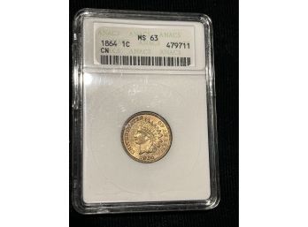 1864 ANACS MS63 Indian Cent CN