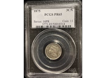 1875 PCGS Proof 65 Three Cent CN