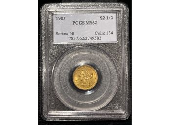 1905 PCGS MS62 $2.50 Gold Liberty