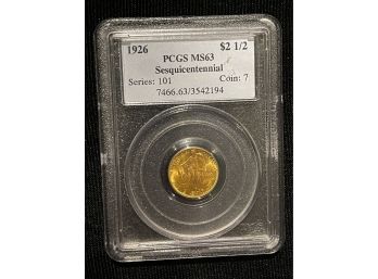 1926 PCGS MS63 $2.50 Sesquicentennial Gold