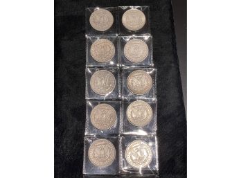 Ten Morgan Silver Dollars